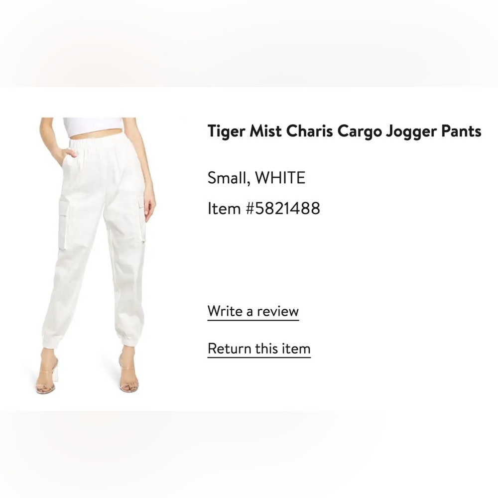 Tiger Mist white cargo pants